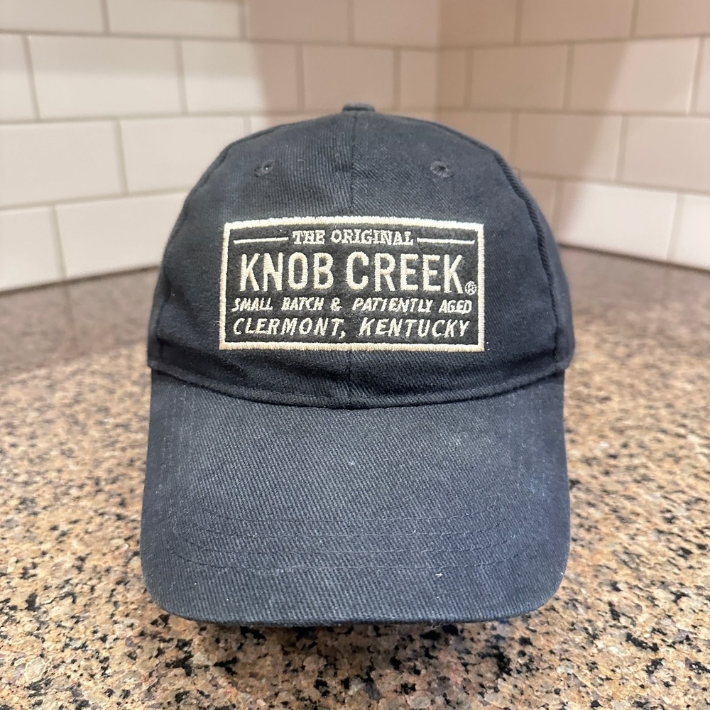 Knob Creek Hat Baseball Cap Leather Strap Back Black Whiskey Bourbon Drink